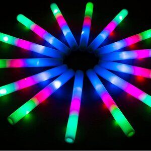 Glow Sticks Bulk, 28 Pcs LED Foam Sticks with 3 Modes Colorful Flashing, Glow in